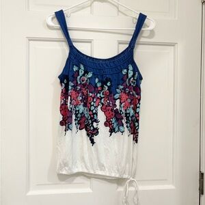 American Eagle Y2K Floral Tank‎ Top Smocked Camisole With Side Tie Boho Cottage